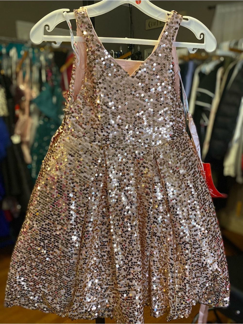 Dancing Queen Rose Gold Sequin Party Dress for Girls